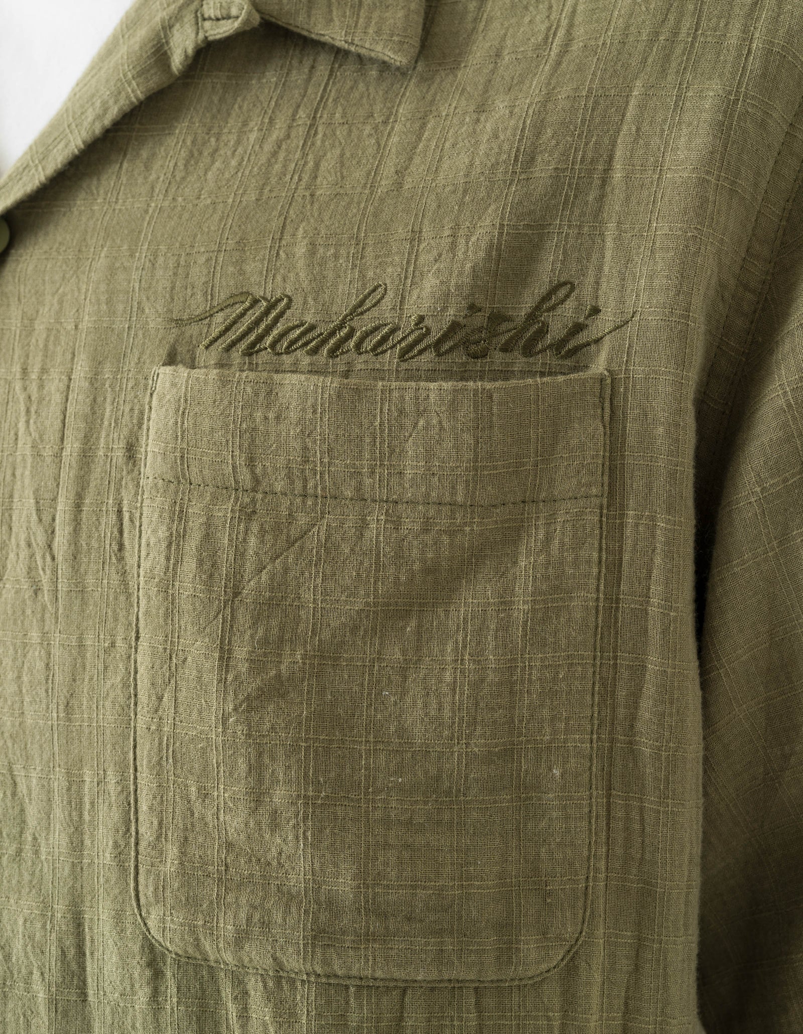 7316 Light Double Voile Cuban Shirt Olive OG-107F