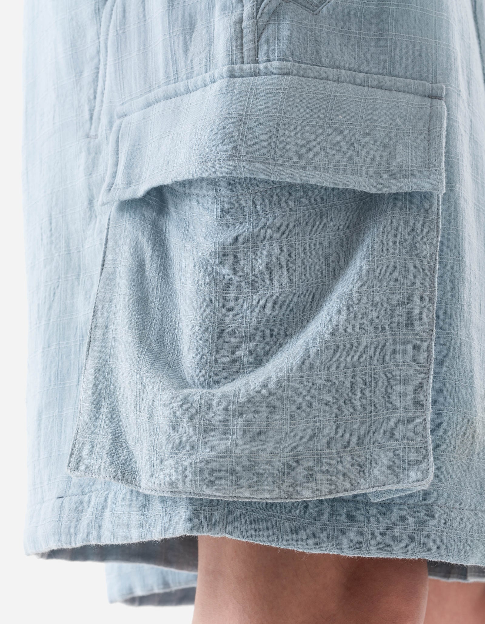 7317 Double Voile Asym Cargo Shorts Light Blue