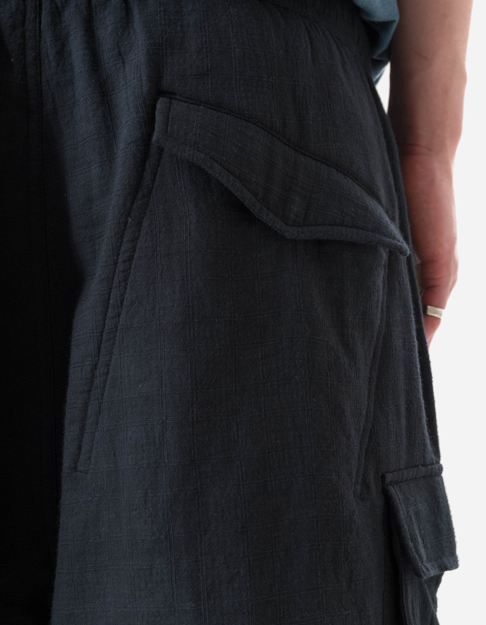 7317 Double Voile Asym Cargo Shorts Navy