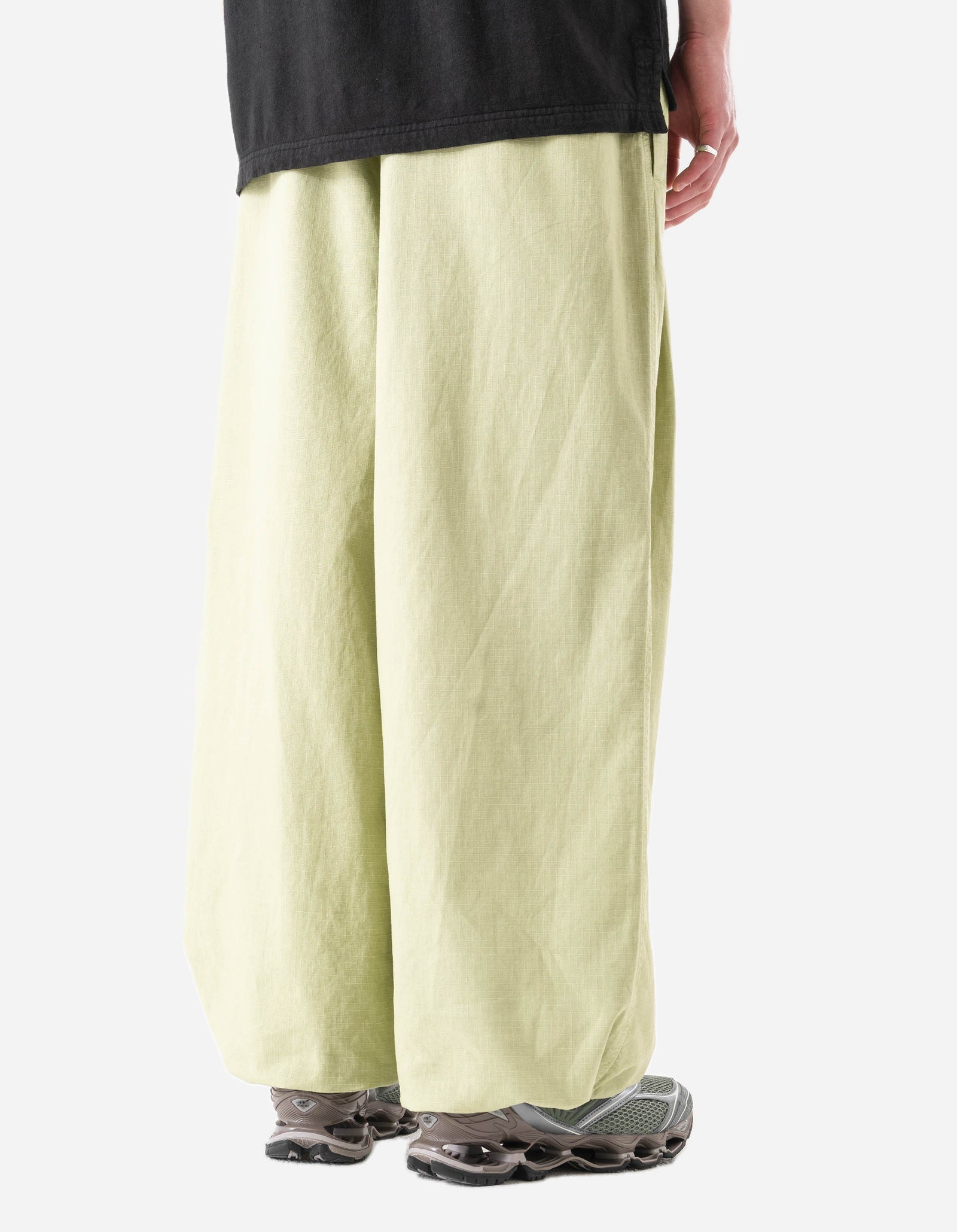 7319 Hemp Ripstop Pleated Trousers Moss Green