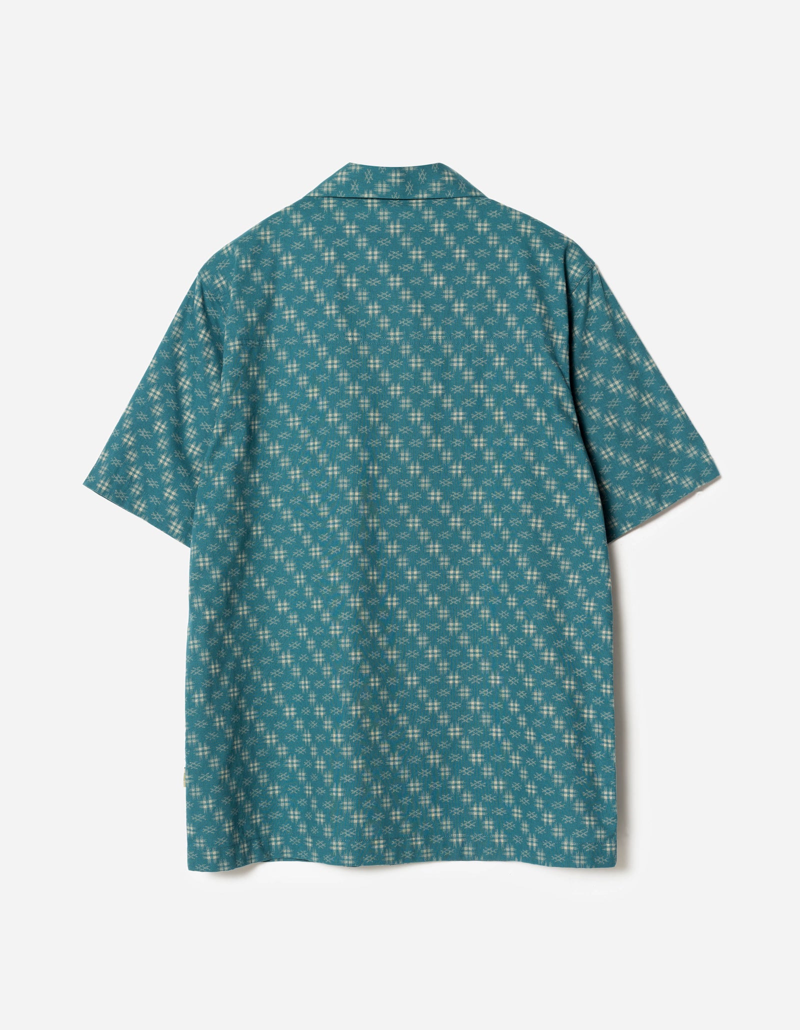 7320 Kasuri Cuban Collar Shirt Aizome Blue