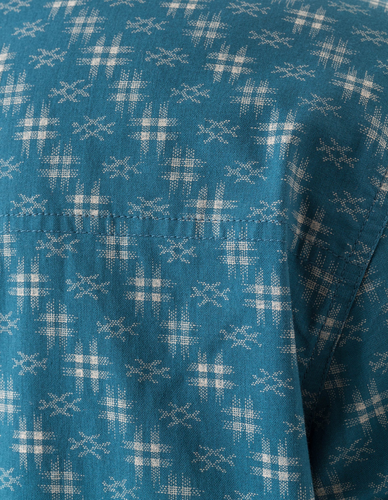 7320 Kasuri Cuban Collar Shirt Aizome Blue