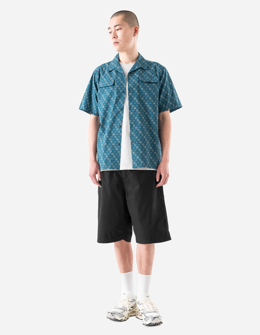 7320 Kasuri Cuban Collar Shirt Aizome Blue