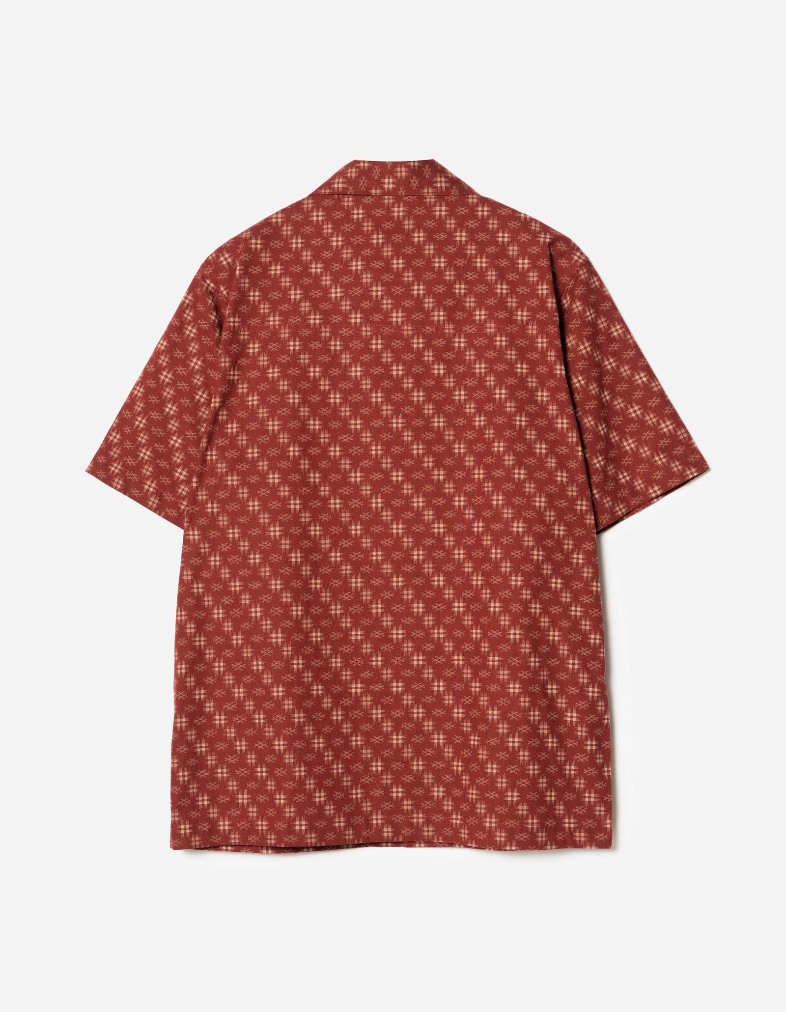 7320 Kasuri Cuban Collar Shirt Aka Red