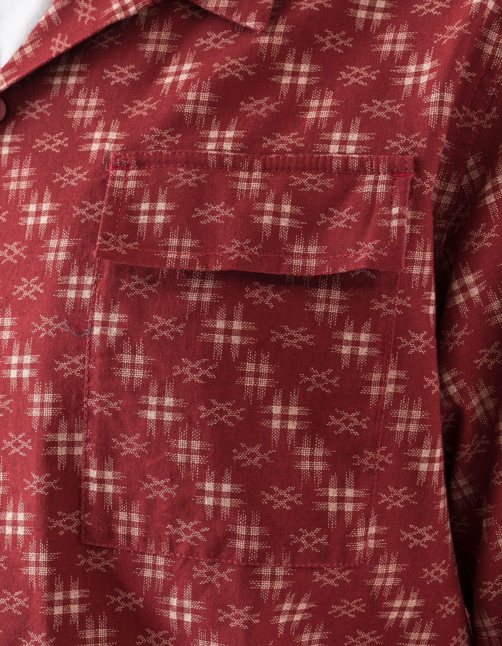 7320 Kasuri Cuban Collar Shirt Aka Red