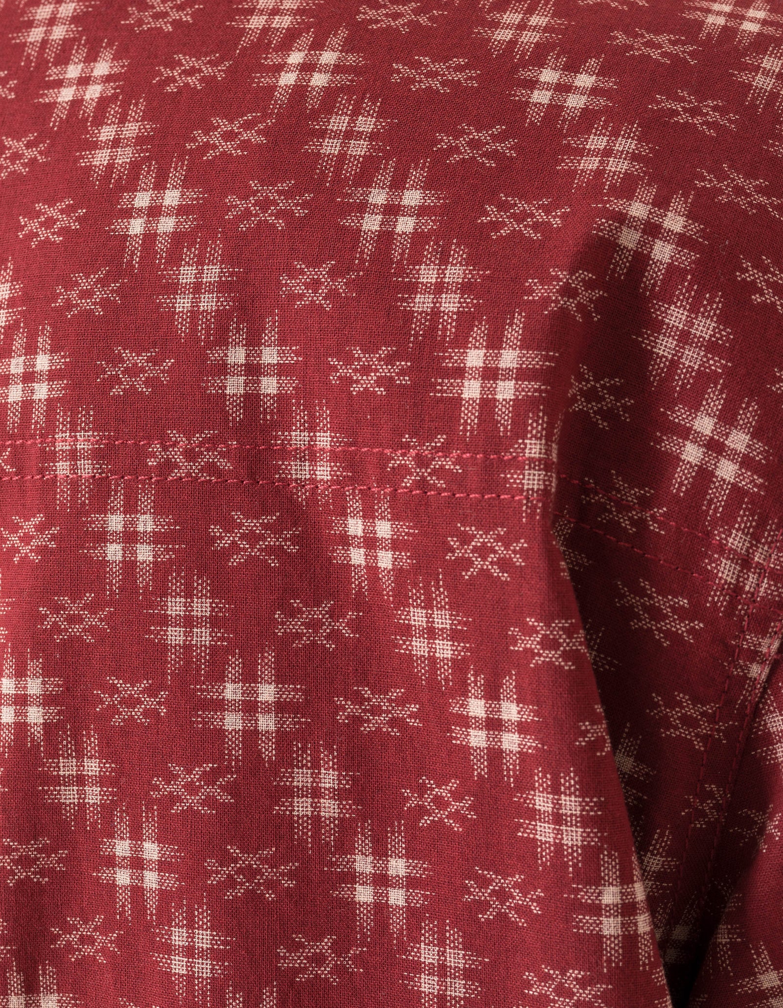 7320 Kasuri Cuban Collar Shirt Aka Red