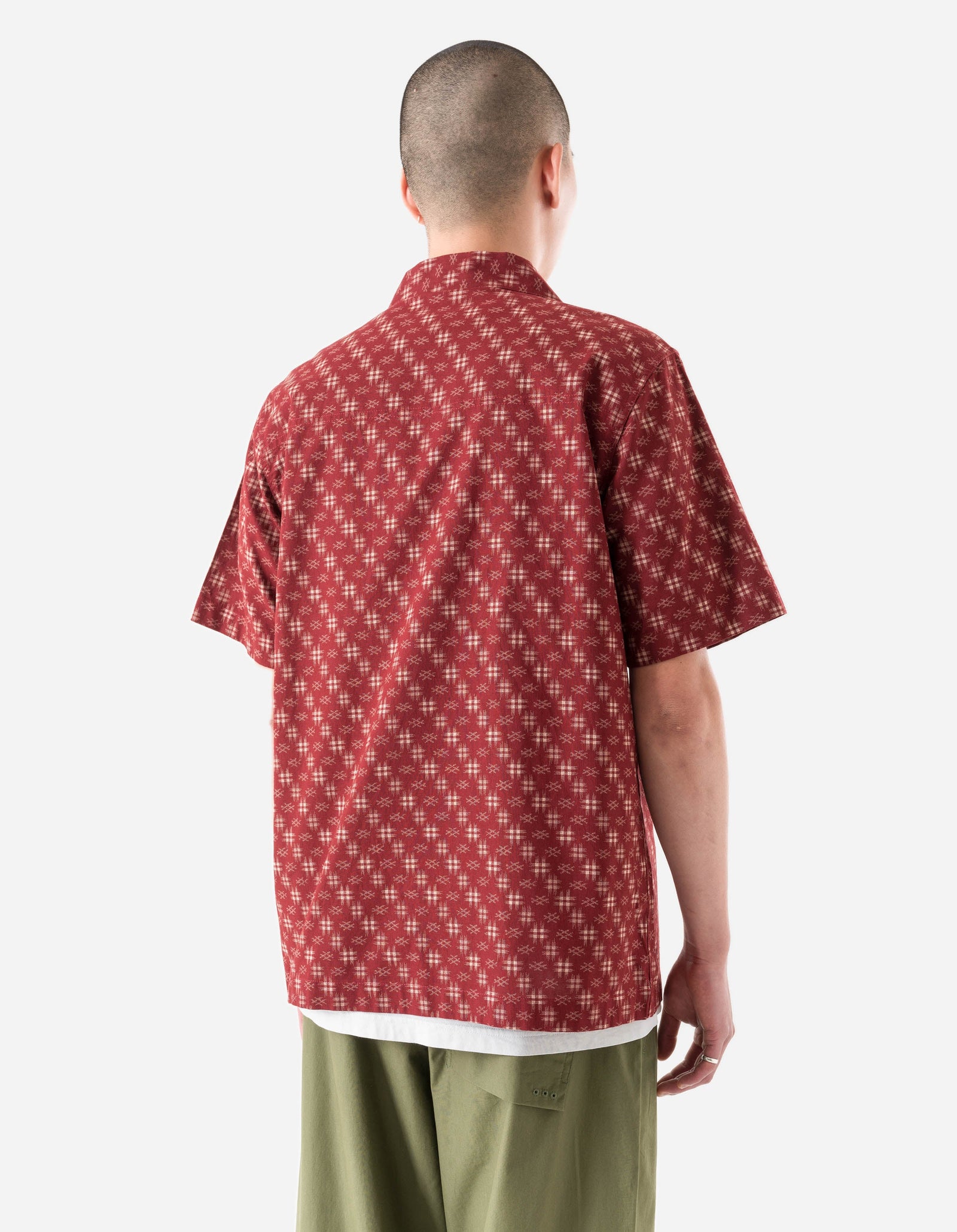 7320 Kasuri Cuban Collar Shirt Aka Red