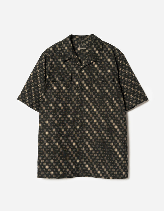 7320 Kasuri Cuban Collar Shirt Sumi Black