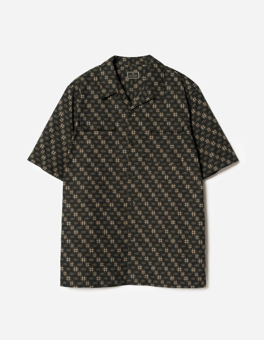 7320 Kasuri Cuban Collar Shirt Sumi Black