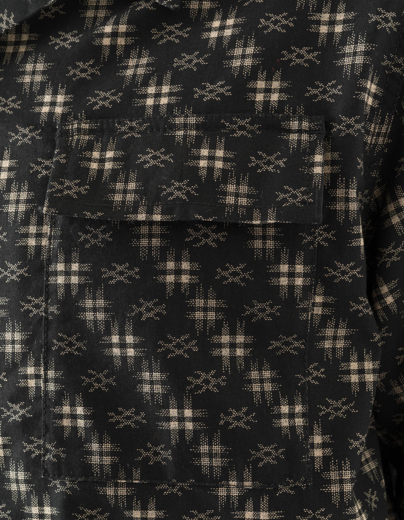 7320 Kasuri Cuban Collar Shirt Sumi Black