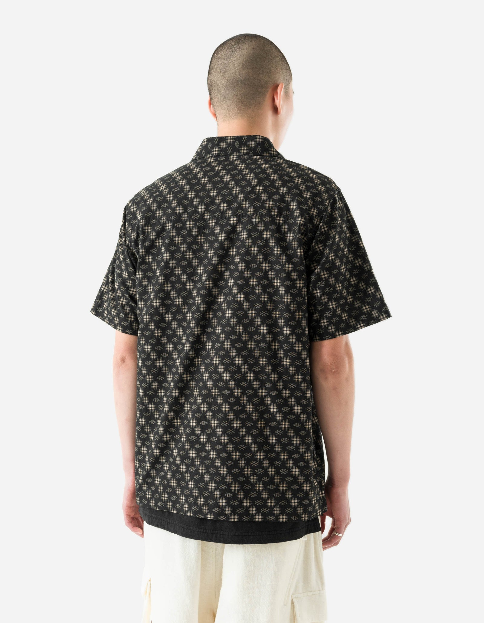 7320 Kasuri Cuban Collar Shirt Sumi Black