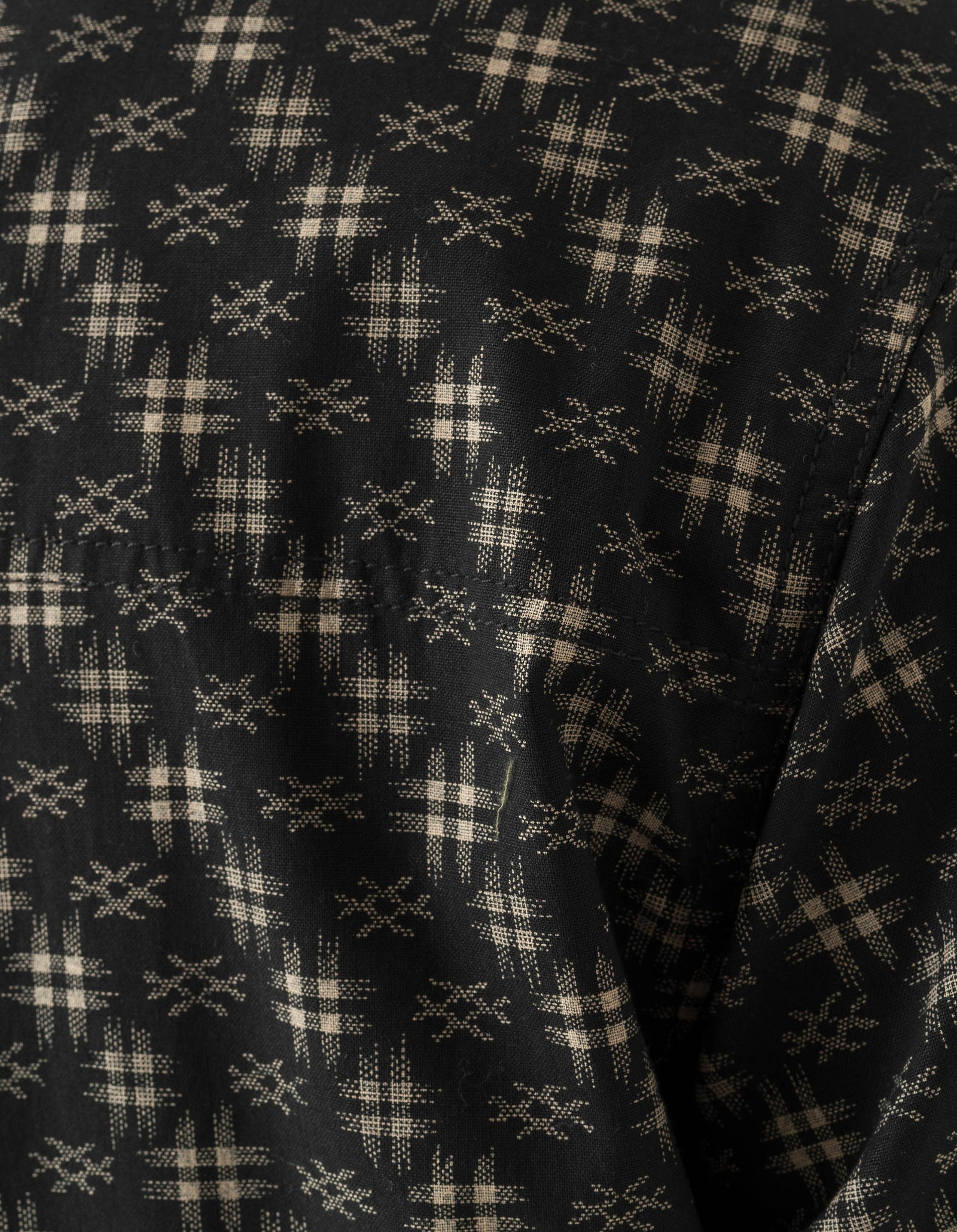 7320 Kasuri Cuban Collar Shirt Sumi Black