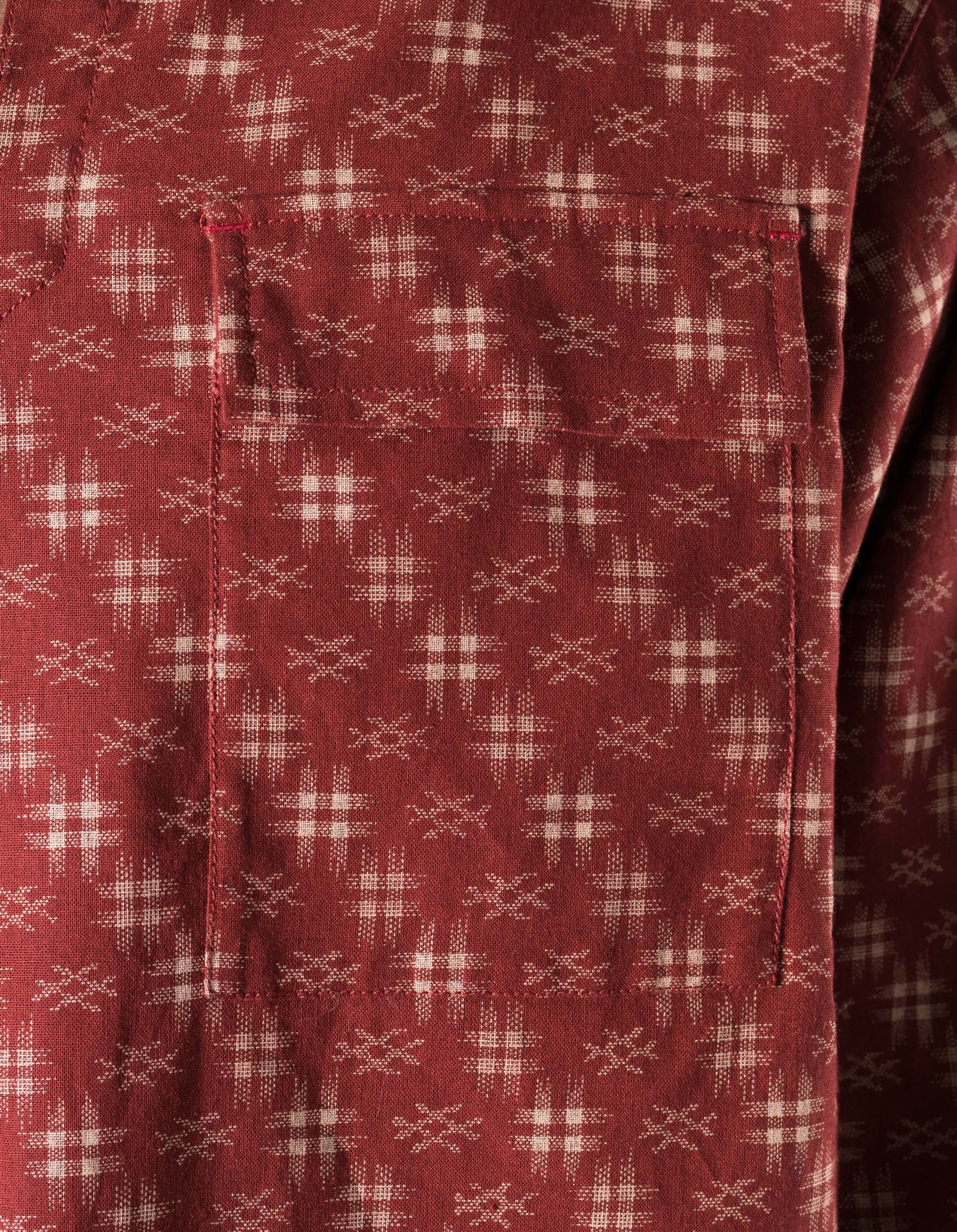 7321 Kasuri Kurta Shirt Aka Red