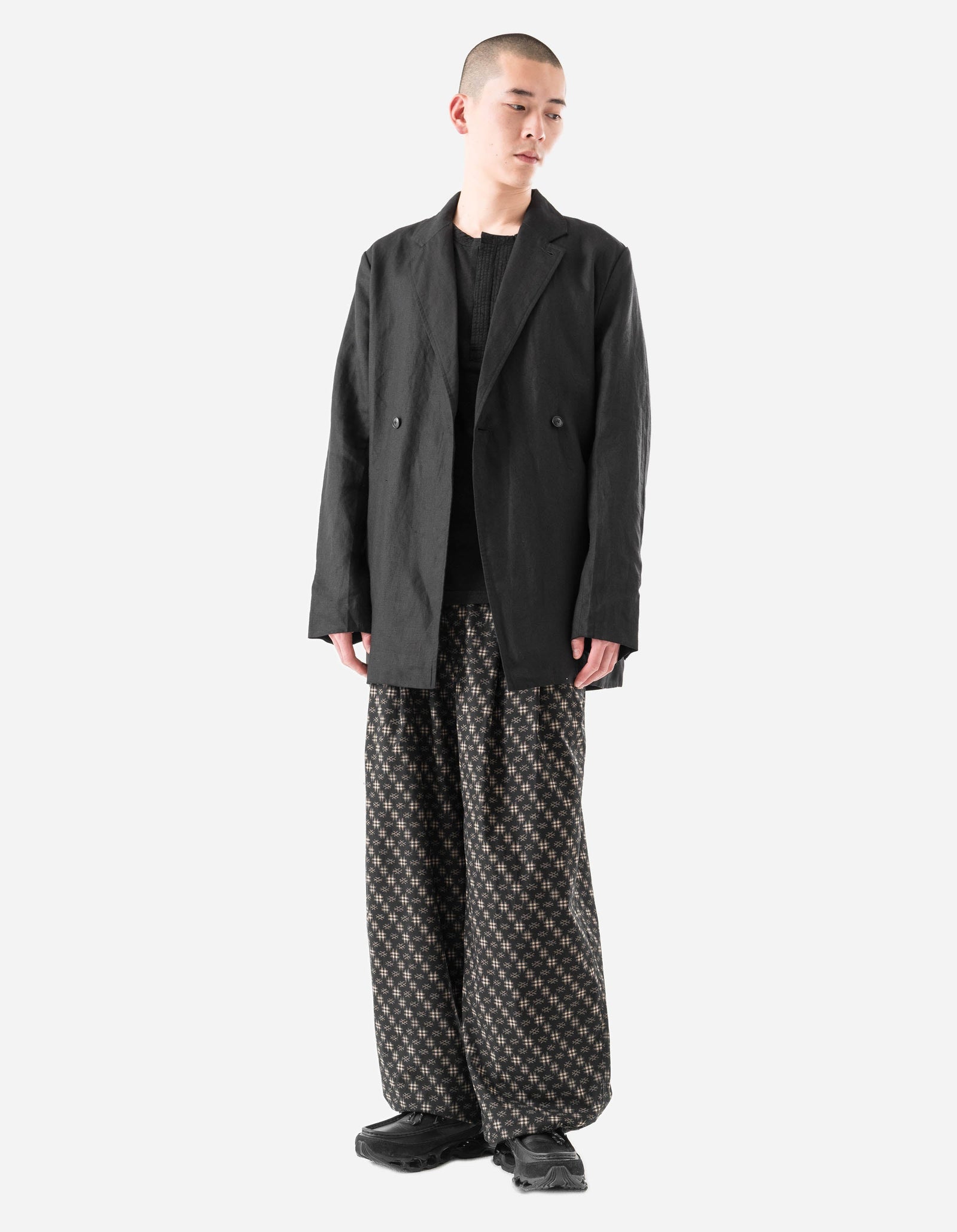 7323 Kasuri Loose Track Pants Sumi Black