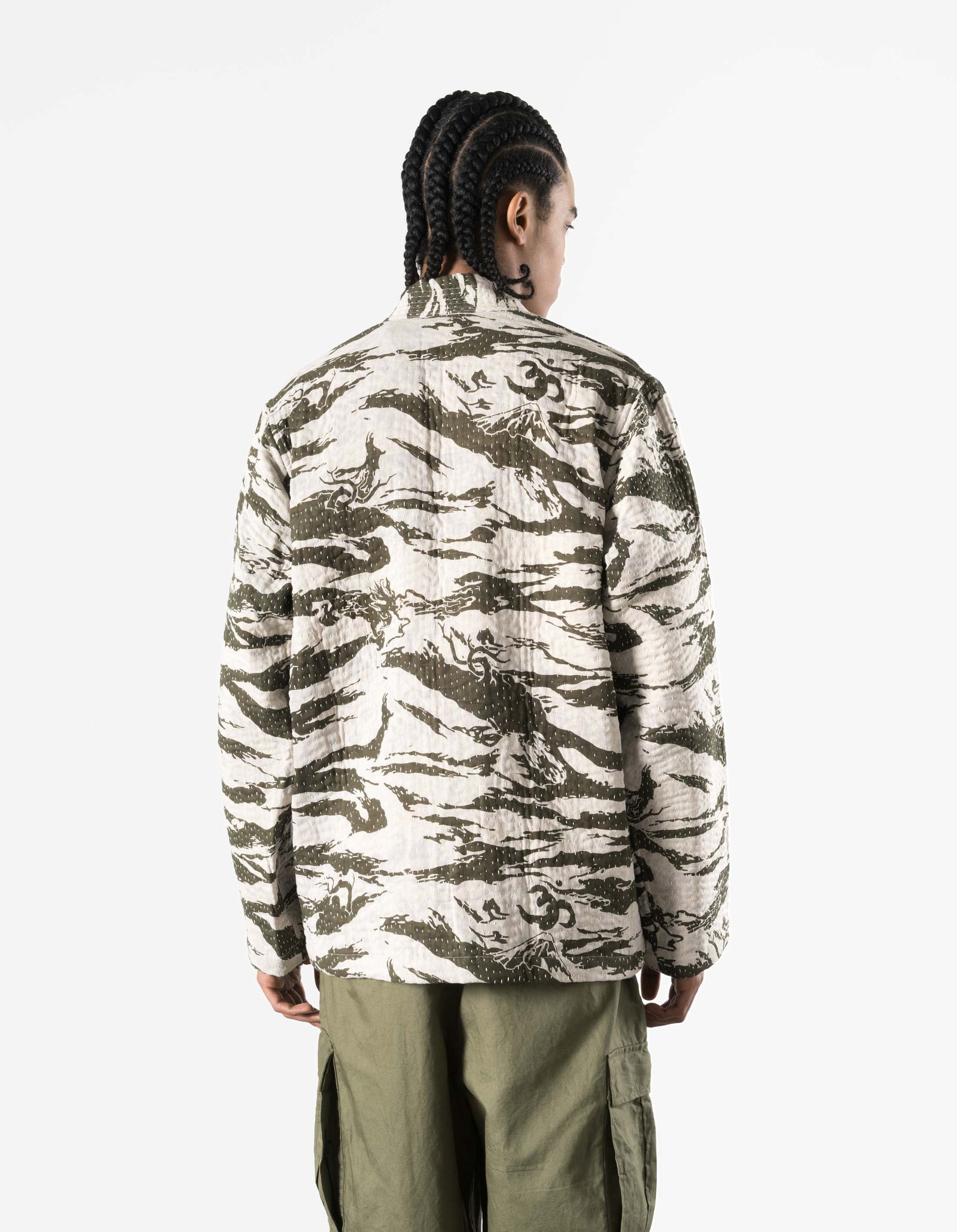 7333 Tigerstripe Kimono Ecru/Olive