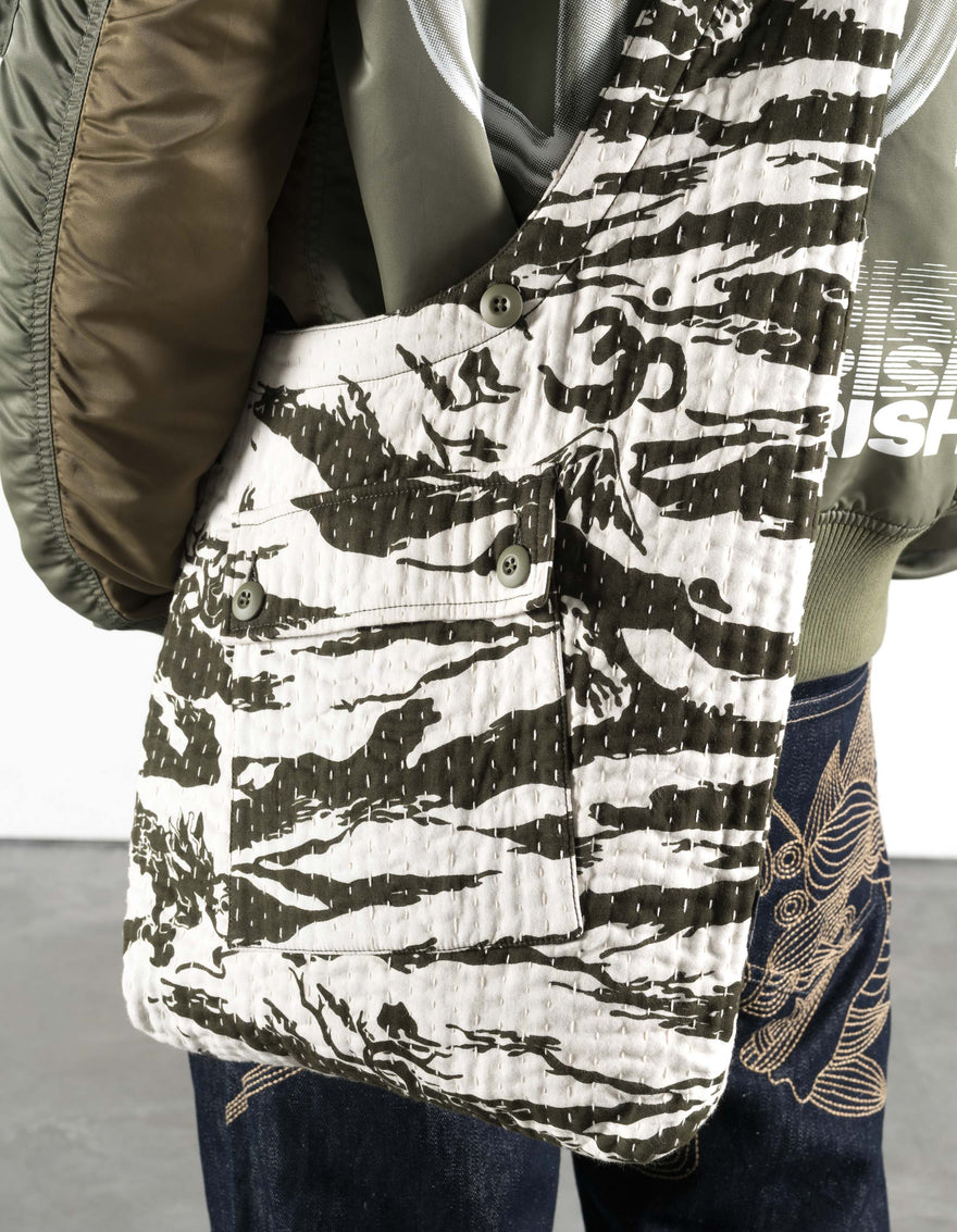 7335 Tigerstripe Monk Sling Bag Ecru/Olive