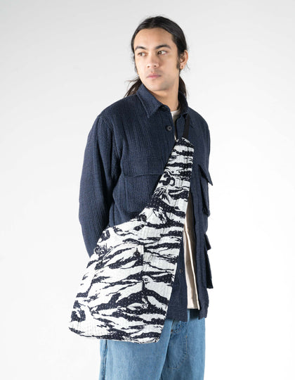 7335 Tigerstripe Monk Sling Bag Navy/Ecru