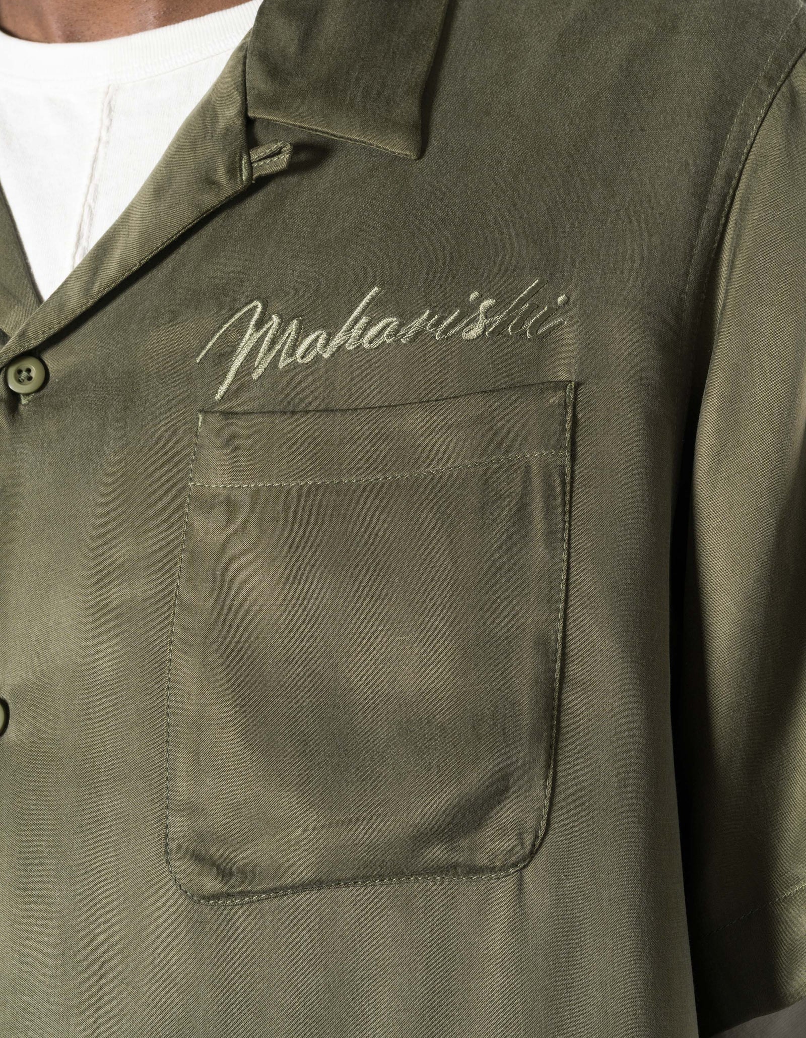 7364 Sakura Dragon Camp Collar Shirt Olive OG-107F