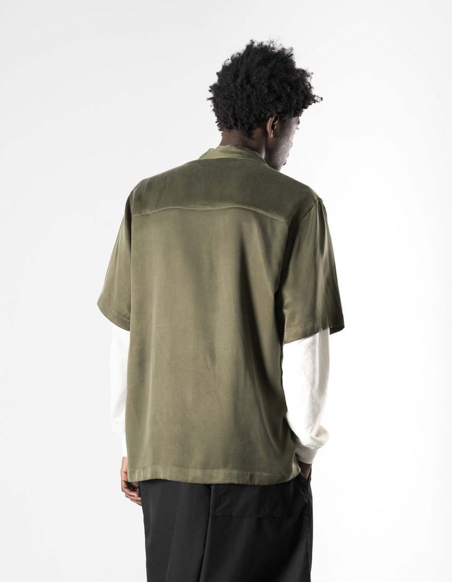 7364 Sakura Dragon Camp Collar Shirt Olive OG-107F