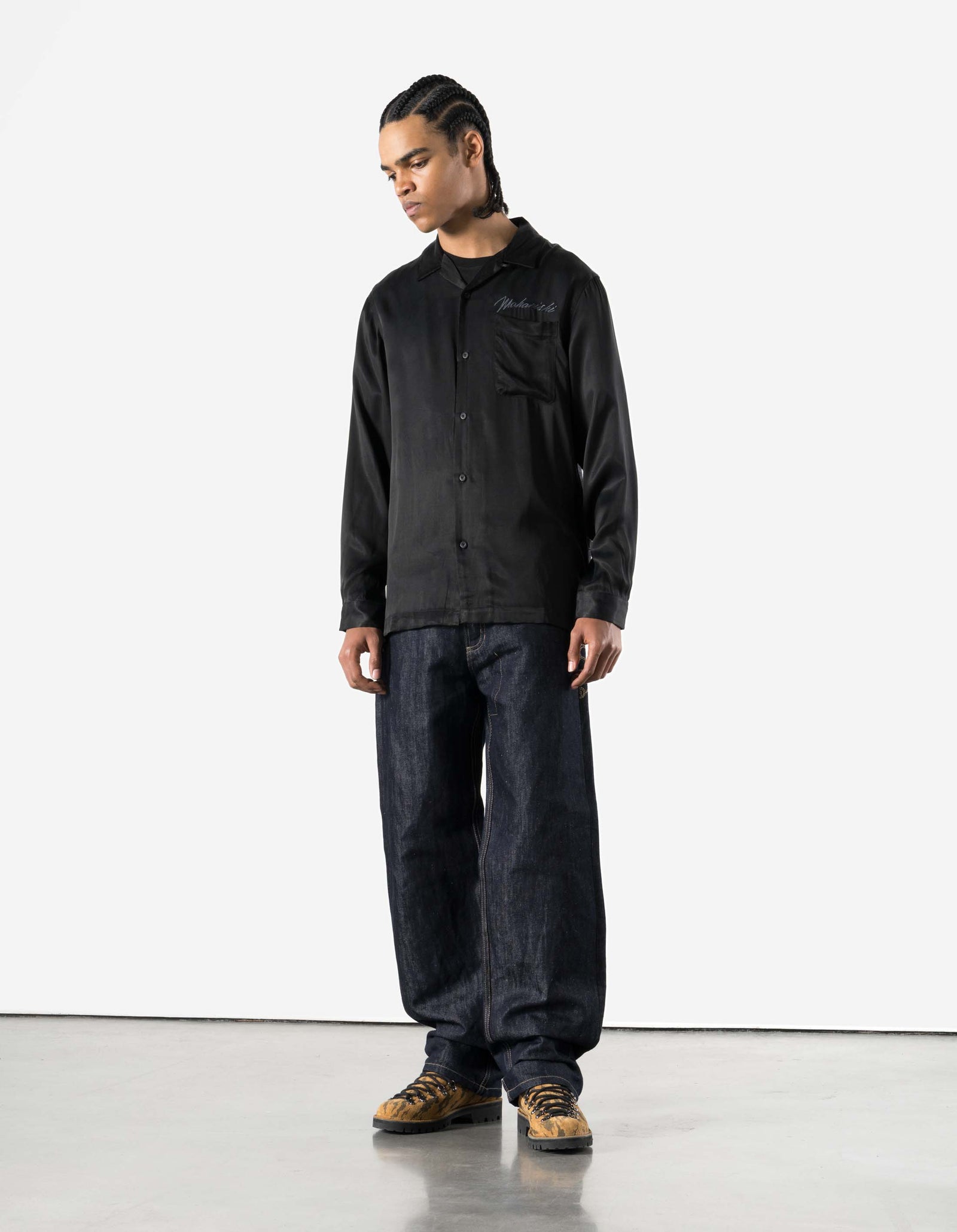 7365 Ascending Dragon Cupro Shirt Black