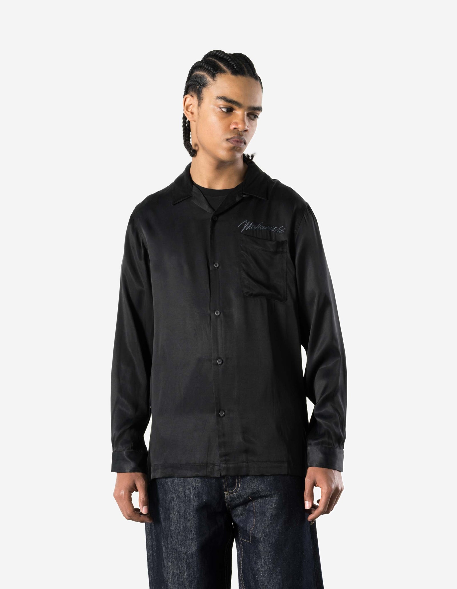 7365 Ascending Dragon Cupro Shirt Black