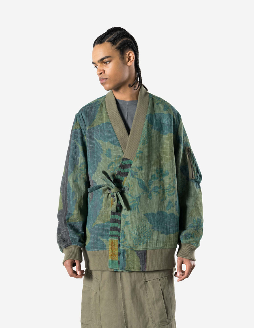 7186 Upcycled MA1 Kimono Olive