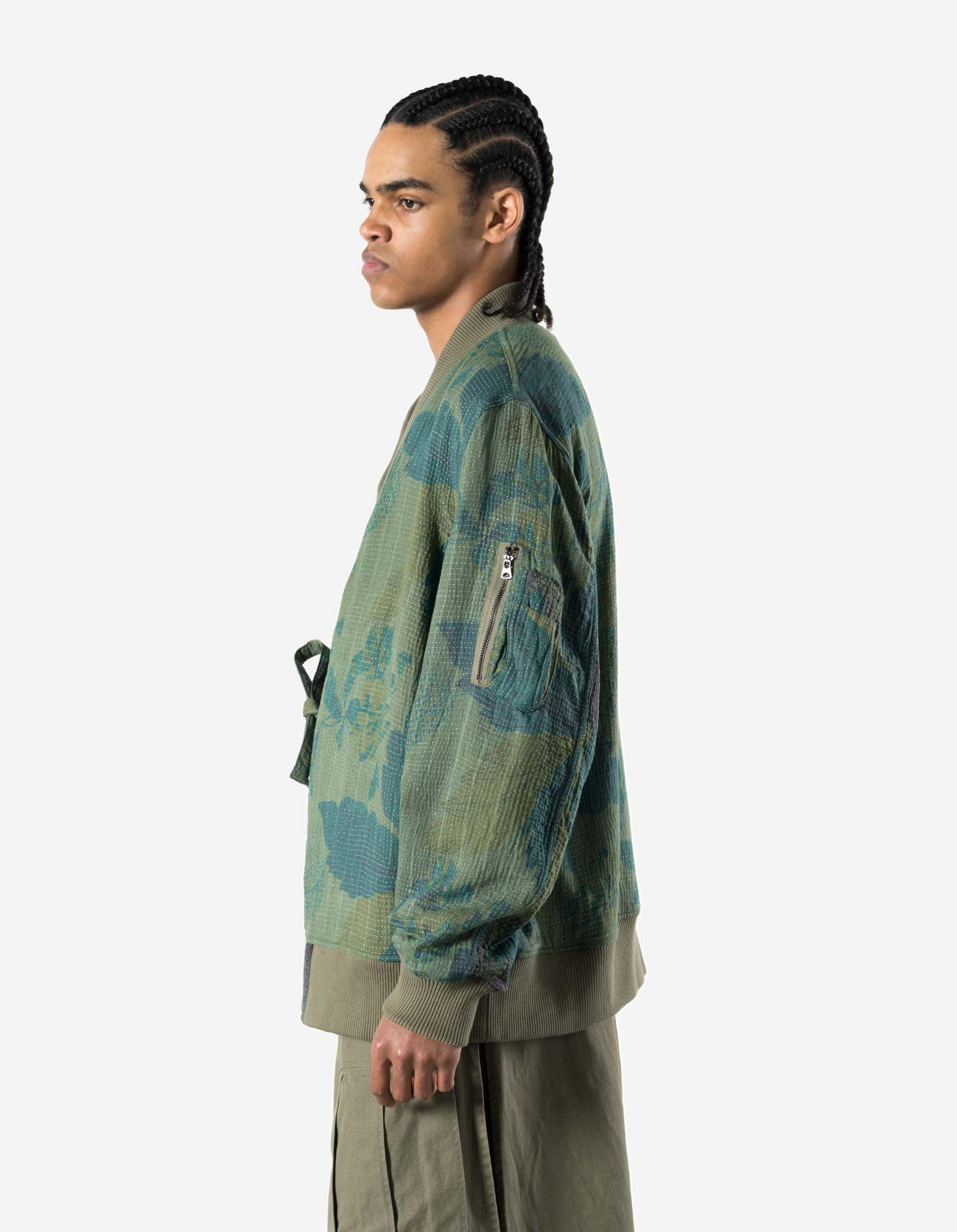 7186 Upcycled MA1 Kimono Olive