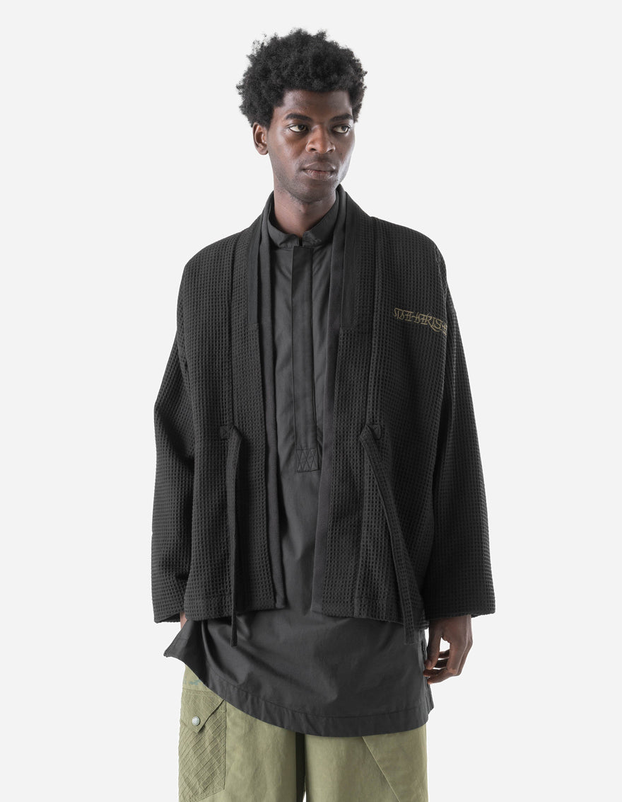 7564 Mantis Waffle Kimono Black