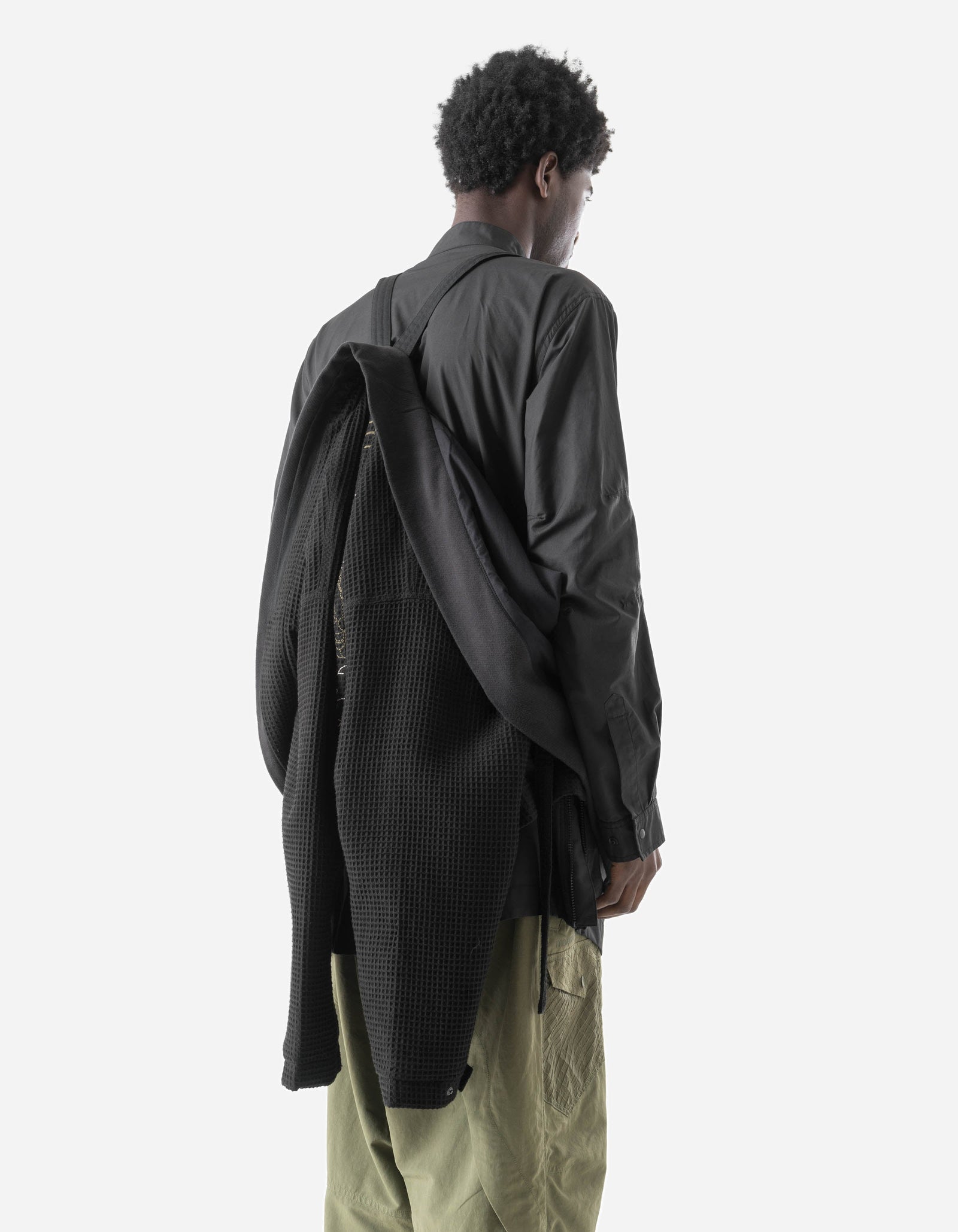 7564 Mantis Waffle Kimono Black